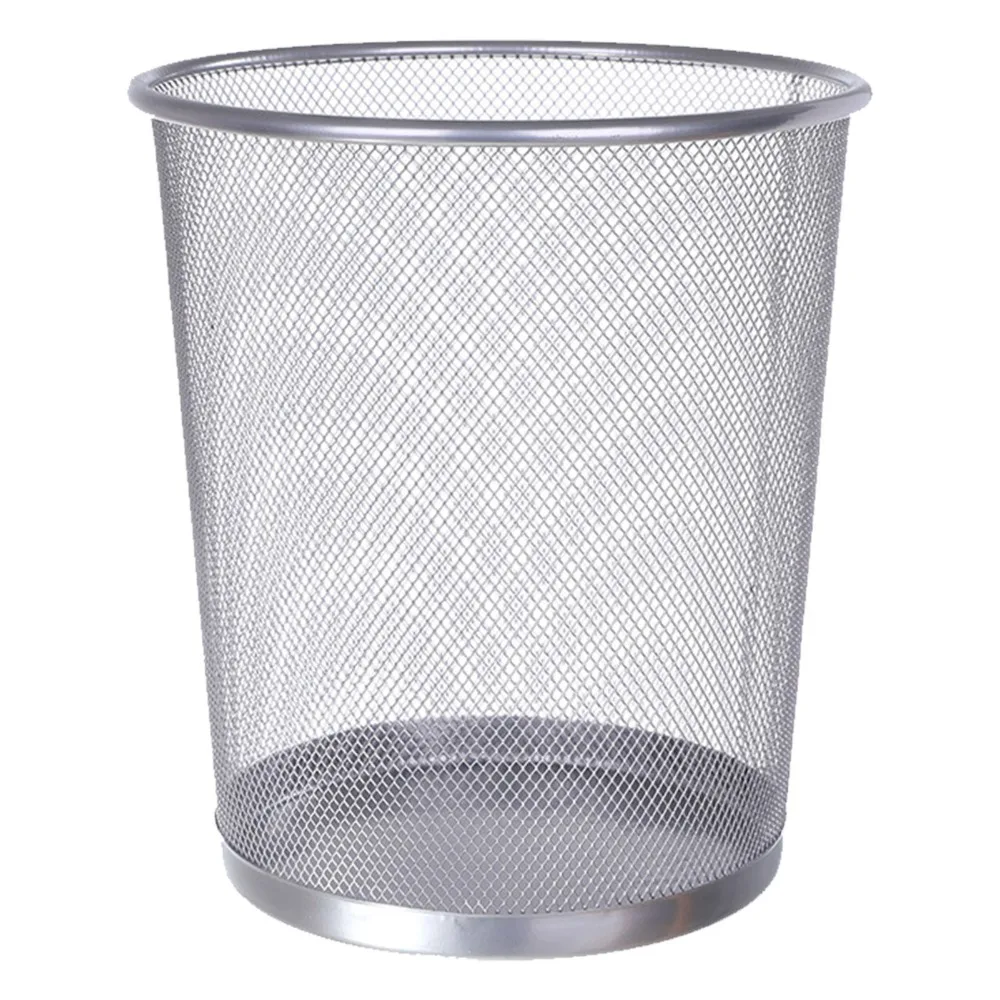 Lightweight Open Top Mesh Trash Can Well Ventilated Circular Shape Metal Waste Basket Round Wastebasket Room