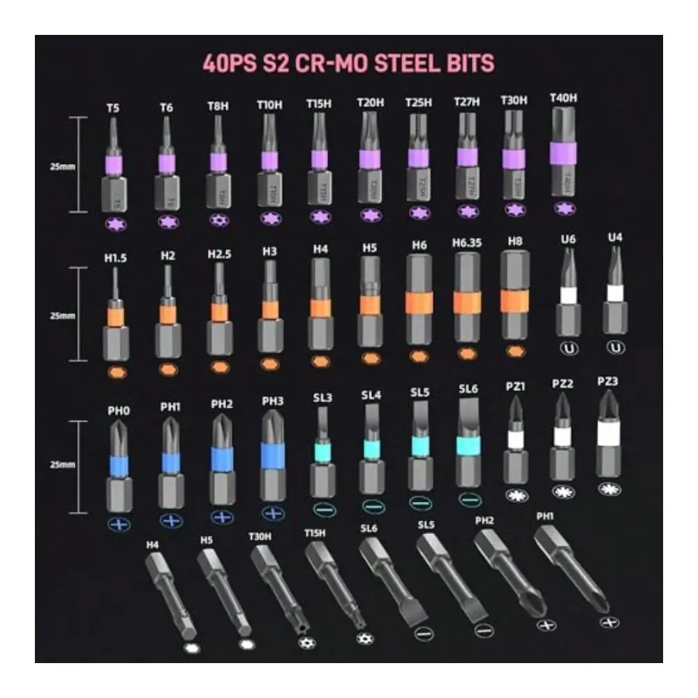 

42 In 1 Magnetic Screwdriver Tool Kit Multi Functional Precision Bits For PC Camera Smartphone Furniture Bike Ideal For Electro