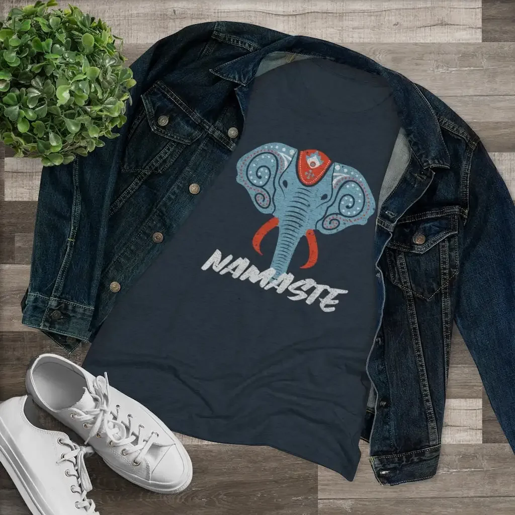 Namaste Elephant T Shirt Mandala Zen Yoga For Women Birthday Triblend