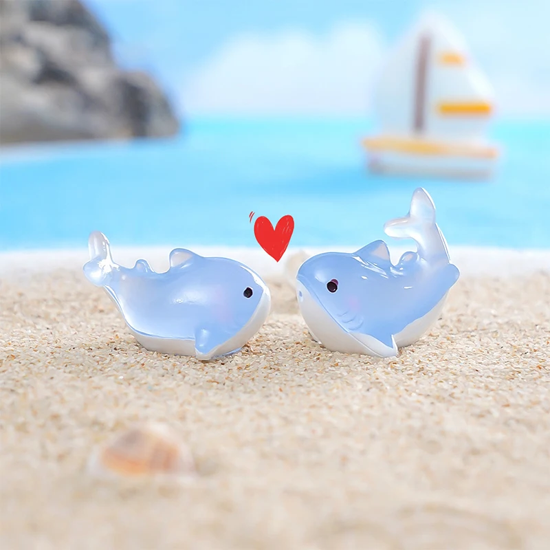 Micro Landscape Creative Glow-in-the-dark Cute Little Shark Figurine Landscaping Diy Decorations Home Desktop Ornaments