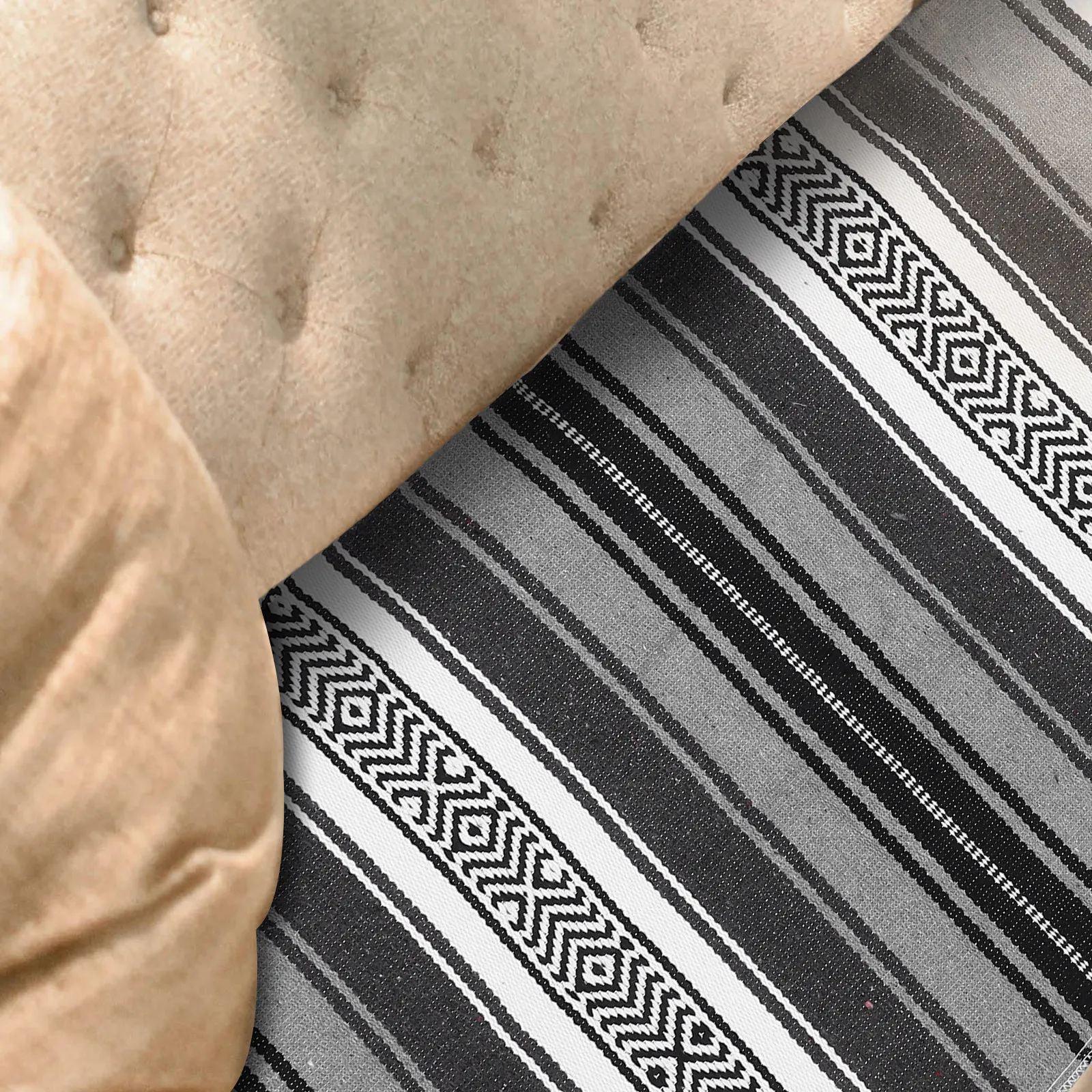 Sofa Blanket Mexican Style Woven Serape Throw Thick Soft Vibrant Polyester Cotton Blend for Living Room Bedroom Car Office - view 2