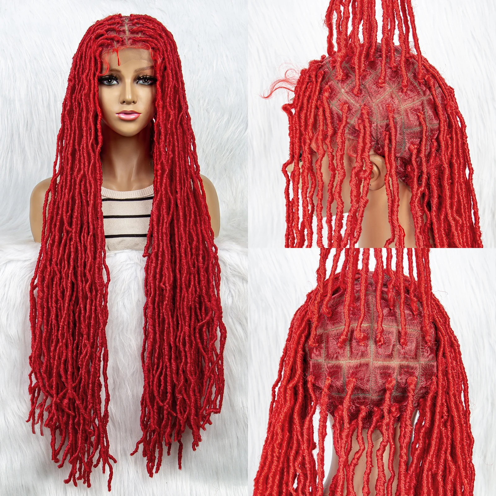 KIMA Synthetic Box Braided Wigs Lace Front Wig  Dreadlocks Twisted Braids with Baby Hair Full Lace Wigs