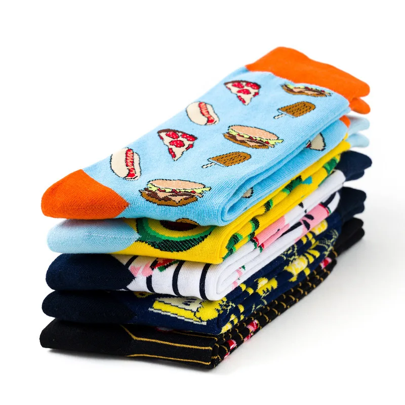 5 Pairs Women & Men Funny Socks With Print Novelty Crazy Crew Dress Socks Colorful Cute Cartoon Animal Fashion Warm Socks