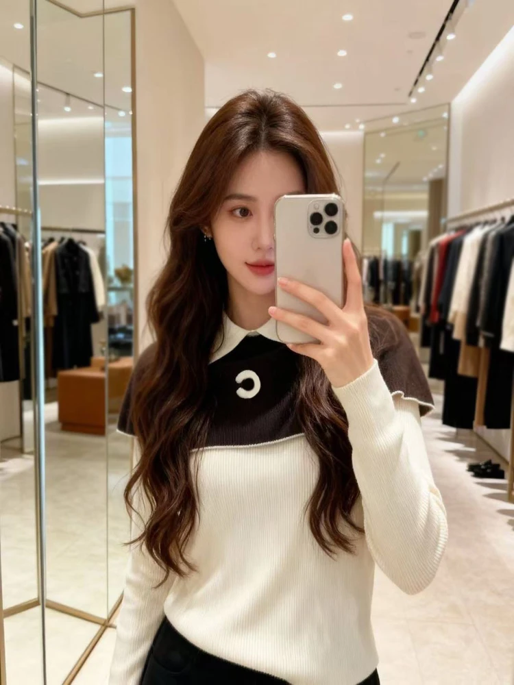 

Women's 2025 Autumn/Winter Knit Sweater with Shawl Collar and Long Sleeves