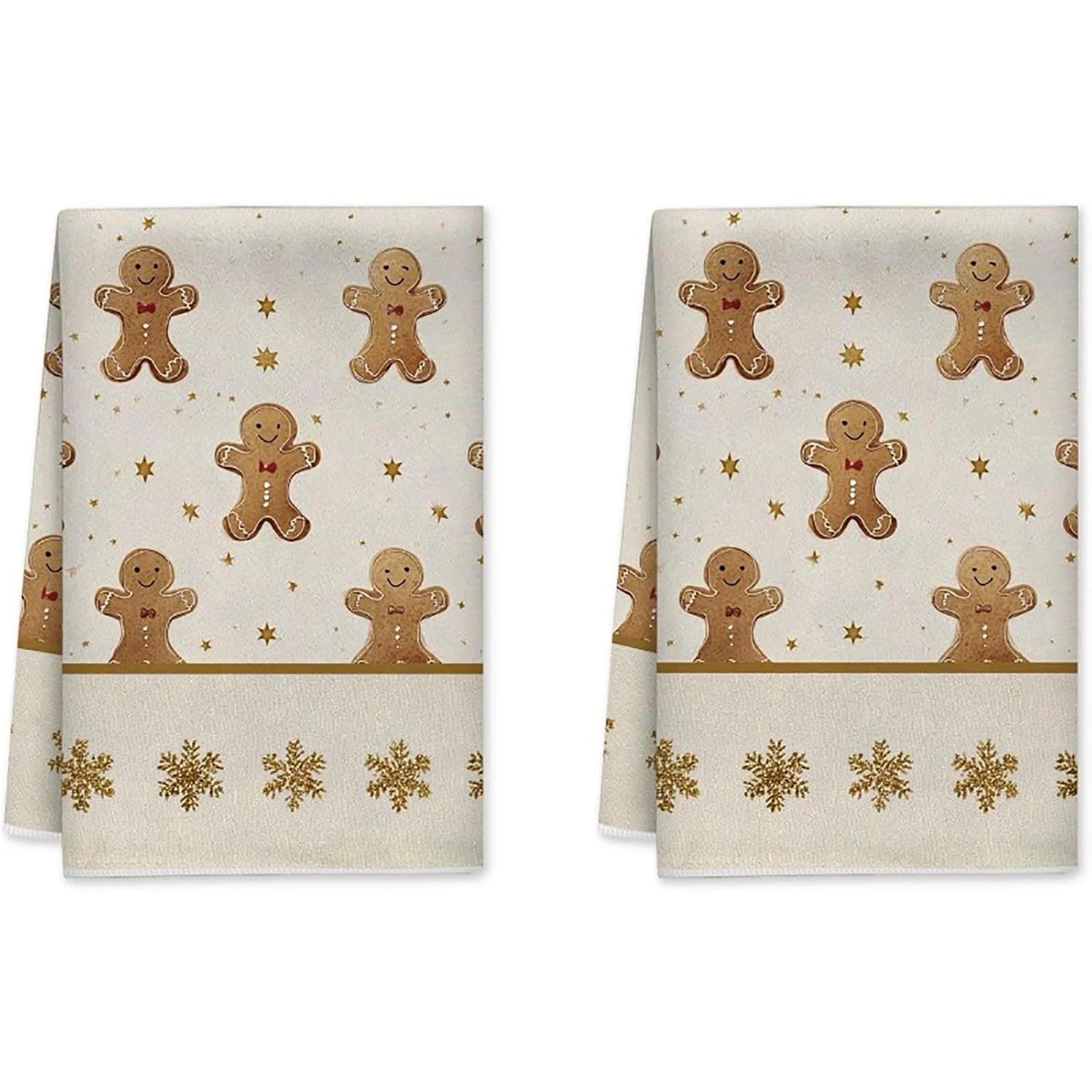 2pcs 40*60cm Gingerbread Man Kitchen Towels Winter Holiday Decorations Hand Towels Cleaning Supplies
