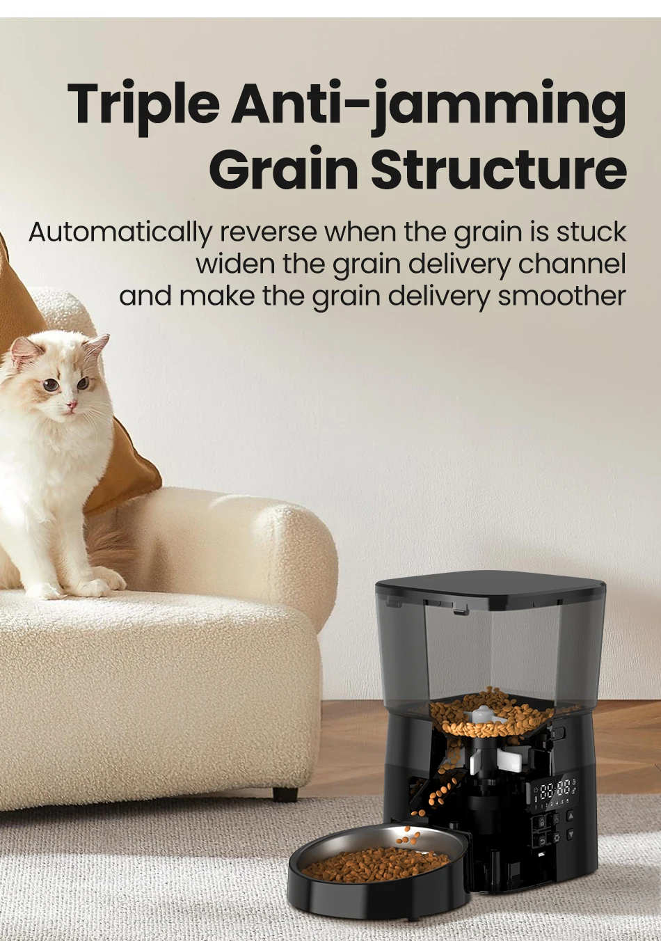Automatic Pet Feeder 2L – Button-Control Dry Food Dispenser