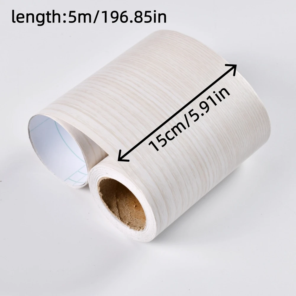 1pc 5mX15cm Living Room Self-adhesive PVC Waterproof Decals Wood Wall Border Stickers Waist Line Wallpaper Baseboard Stickers