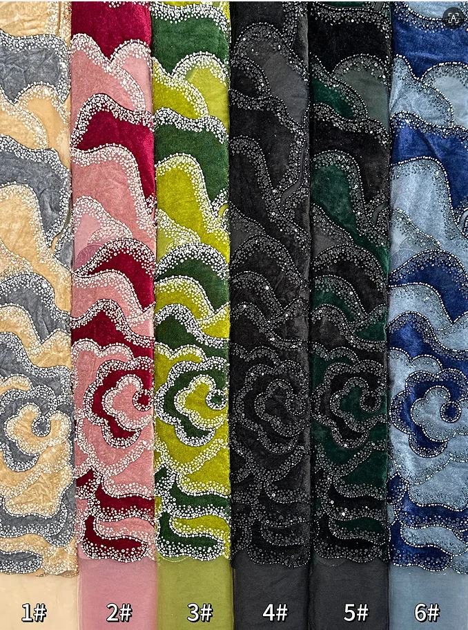 

Nigerian Luxury Sequins Velvet Lace Fabric 2025 High Quality Beads African Lace Fabric French For Women Wedding Party Dresses
