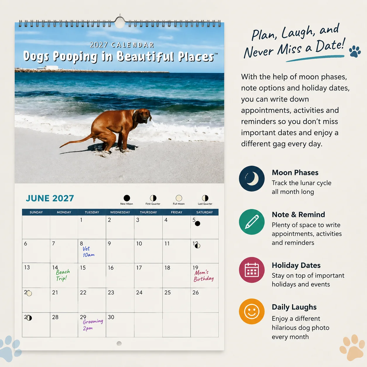 Funny Dog Poop Calendar 2027 Funny Dog Calendar Super Funny Dog Wall Art Holiday Gag Gifts for Home Hostel or Office