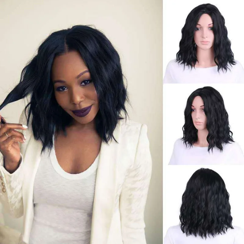 

Wig Cap African Short Curly Wig Cap For Women Chemical Fiber High-temperature Silk Wavy False Hair