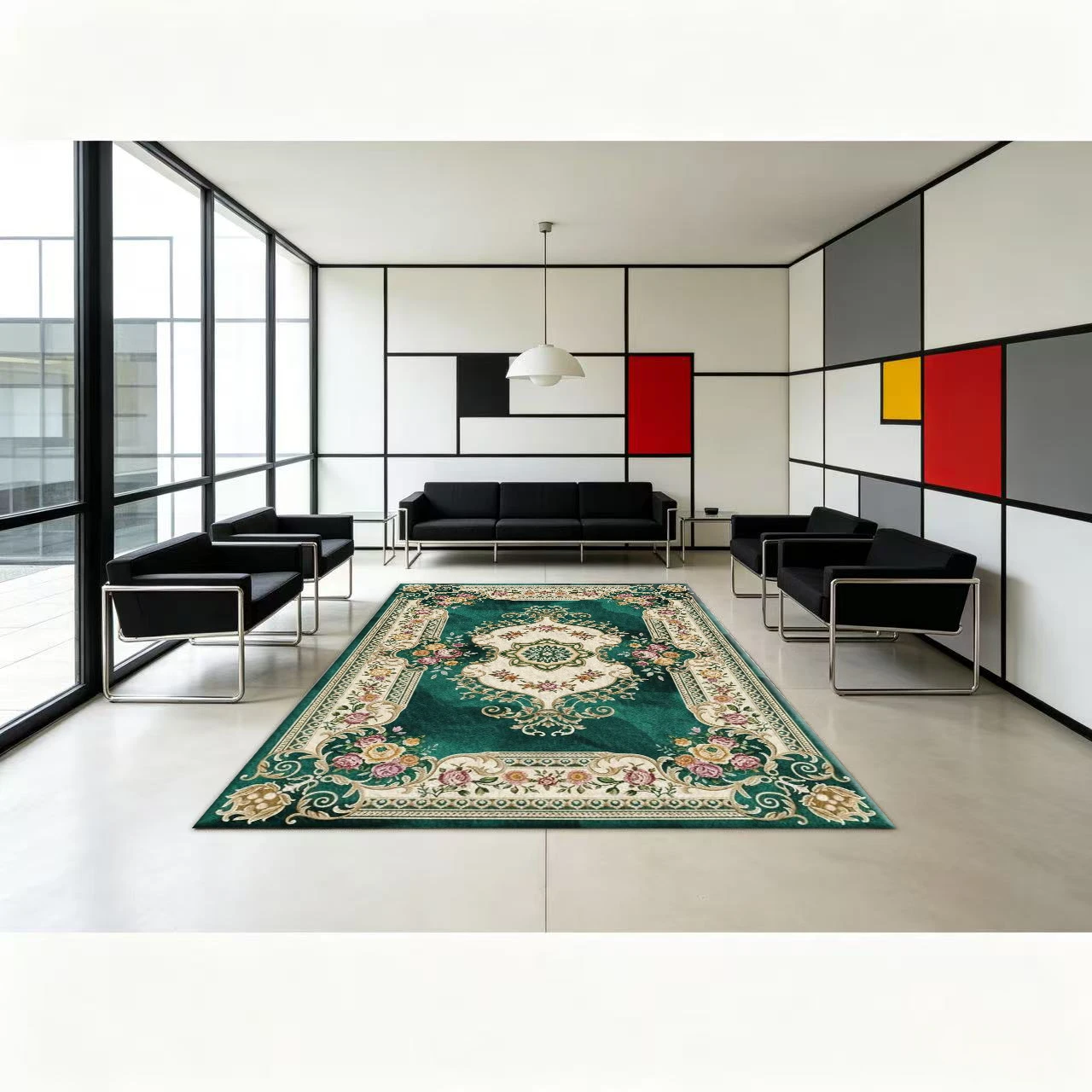 Luxury European Floral Medallion Area Rug Vintage Ornate Carpet Home Decor for Living Room Bedroom