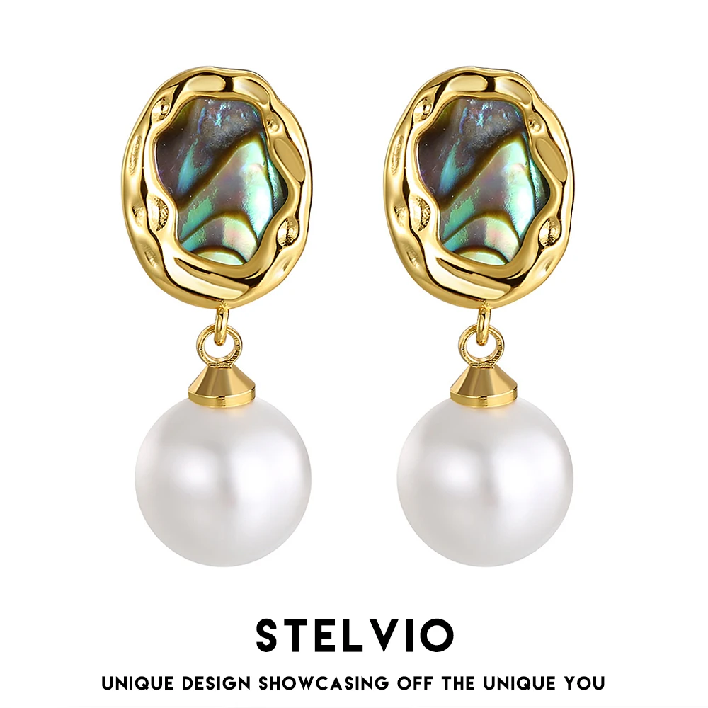 

Elegant Pearl Drop Earrings S925 Silver Needle Retro Light Luxury Spirituality Senior Sense of Natural Abalone Shell Ear Stud