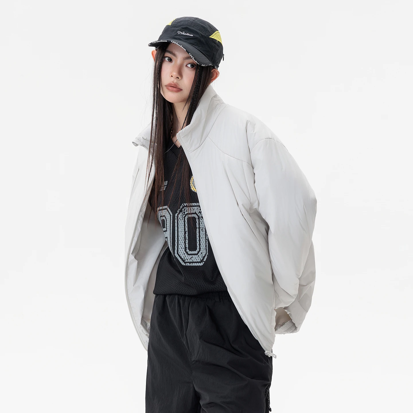 

American Sle Lightweight Cotton Wool Jaet Stand Collar Foldable Modern Urban Faion Polyester Inner Youth Daily Wear