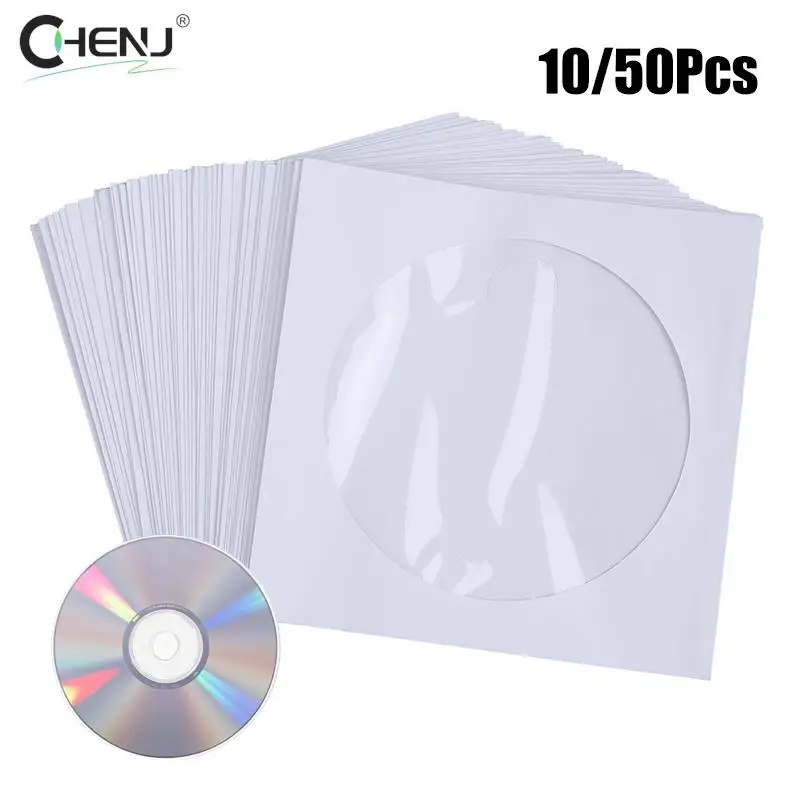 High-quality Envelopes Storage Clear Window Case Flap Folded Bag 12.5CM CD DVD Disc Paper Sleeves Accessories