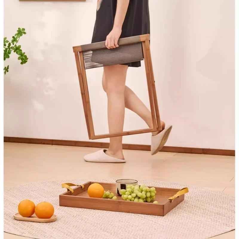 Minimalist Modern Bamboo Tray Side Table Balcony Sofa Multifunctional Foldable Mobile Coffee Table Portable Bedside Storage Rack