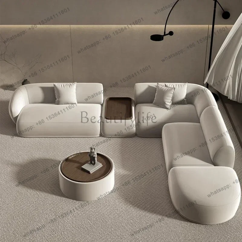 YJ Living Room Sofas Velvet Curved Sofa Special Shaped Designer Beauty Salon Couch Lounge Area Sofa Coffee Table Set Furniture