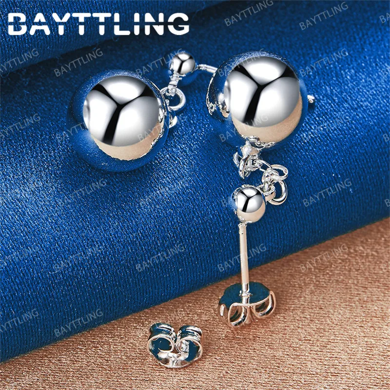 Luxury 925 Sterling Silver Delicate Butterfly Round Stud Earrings for Women Wedding Charm Jewelry Gift Accessories