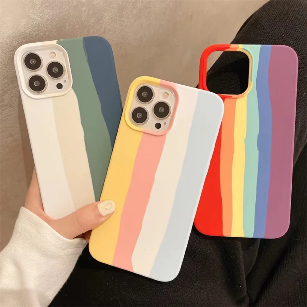 

Fashion Rainbow Liquid Silicone Phone Case Phone Case For iPhone14 Plus 13 12 11 Pro X XS Max XR 7 8 Plus Support Dropshipping