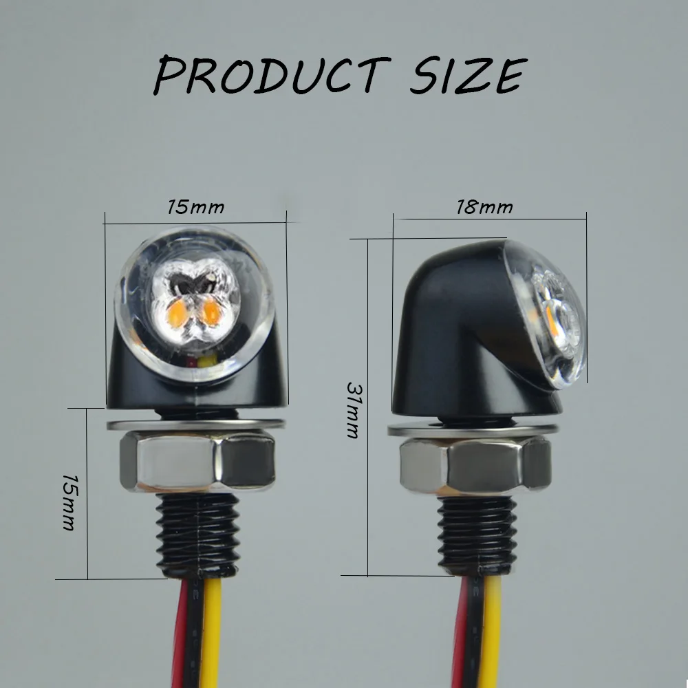8mm Mini Motorcycle LED Turn Signal Light DRL Aluminium Indicator Front Rear Light Tail Brake Lamp For Cafe Racer Bobber Chopper