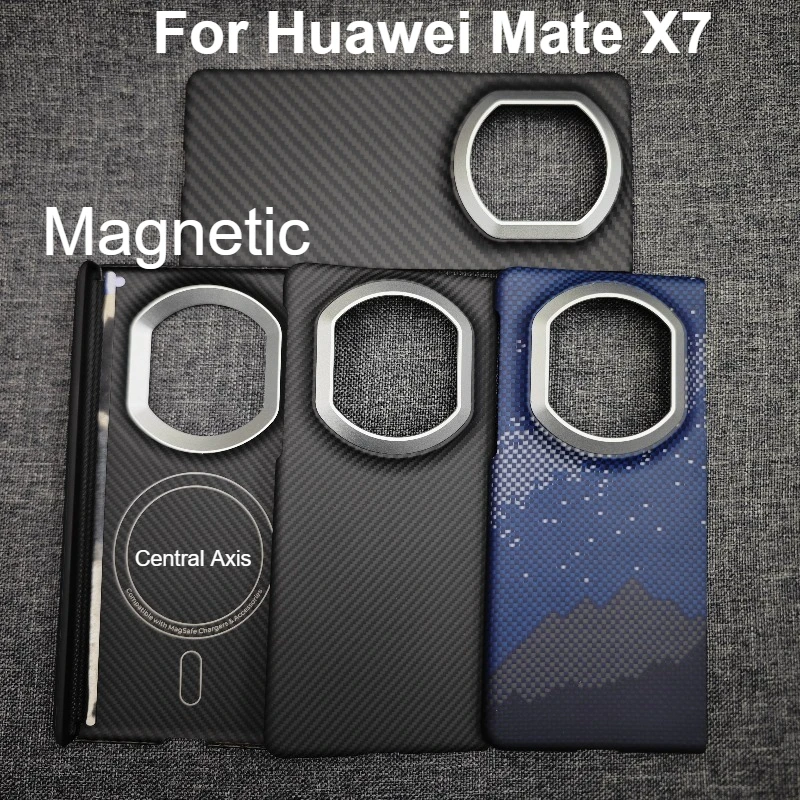 

Магнитный чехол для Huawei Mate X7, арамидный чехол из углеродного волокна, чехол для телефона, складной экран, ультратонкие чехлы из арамидного волокна для мобильных телефонов