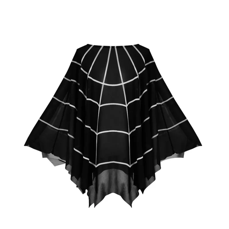 عباءة نسائية مطبوعة ثلاثية الأبعاد للجنسين موضة سوداء كوسبلاي شبكة جانبية معطف كيب عباءة تنكرية زي الهالوين كرنفال الزي