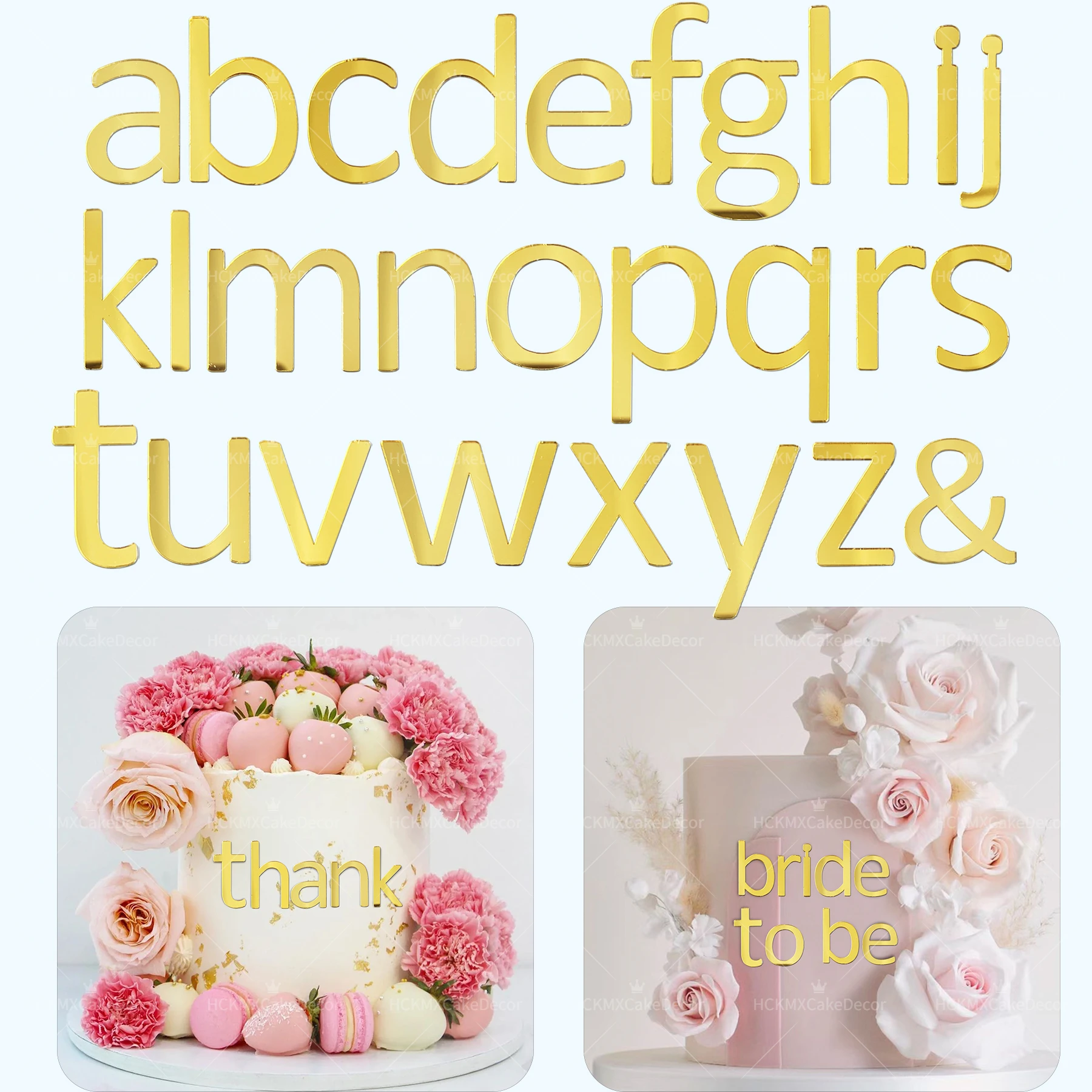 1set Golden Mirror Acrylic A-Z English Letter Alphabet Cake Decorating for Birthday Party Wedding DIY Decoration Cake Toppers ﻿