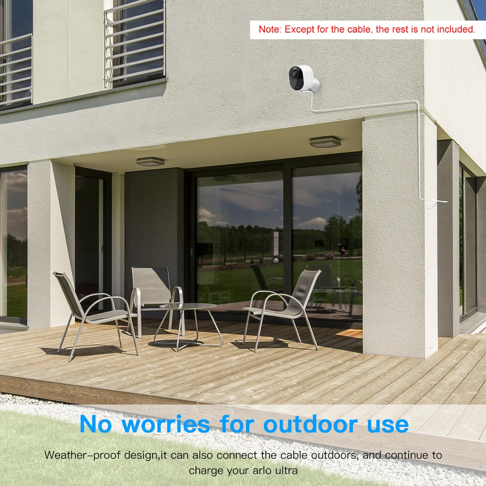 Netzkabel für Arlo Ultra 4K UHD, magnetisches Chanrging-Kabel, wasserdichtes Ladegerät ohne Stecker für den Innen- und Außenbereich, 6 m/9 m, 1 Stück