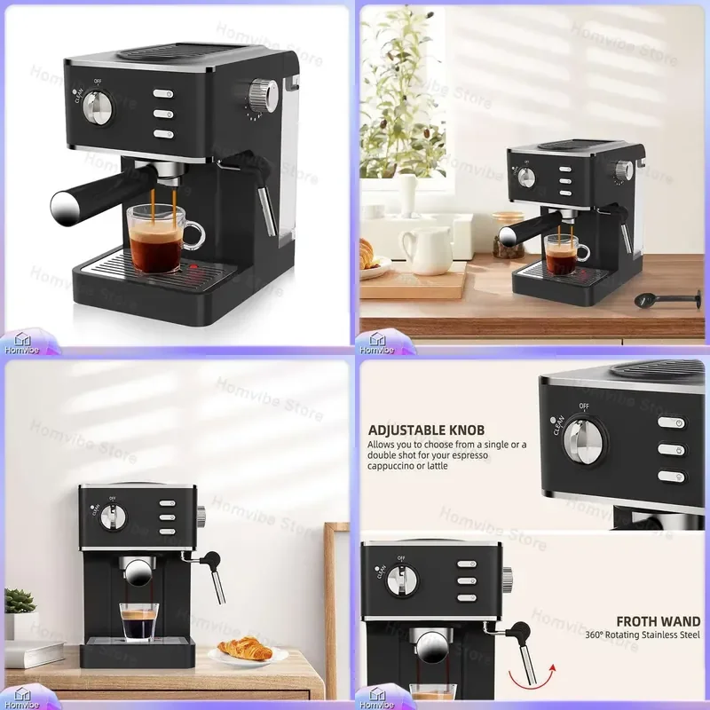 

2 in 1 20 Bar Touch Screen Semi Automatic Espresso Smart Multifunctional Italian Style Stainless Steel Coffee Maker