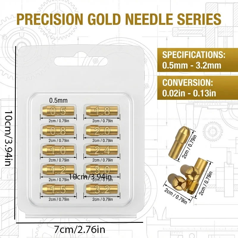 

10 Size Collets Set 0.5-3.2mm for Rotary Tool, Keyless Quick Change Chuck , Universal Fit for Cordless Mini Drill & Die Grinder