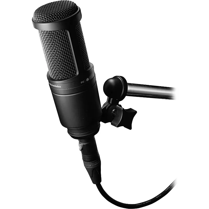 Audio-Technica AT2020 Cardioid Condenser Studio XLR Microphone, Ideal for Project/Home Studio Applications,Black