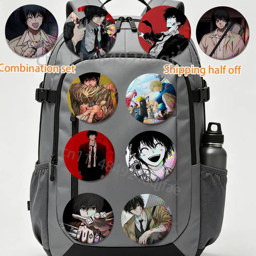 

Powerful Yoichi Nagumo S-SAKAMOTO 2 piece set Pins Creativity Printed Pictures Text Metal Lapel Badges Brooches Jewelry Gift