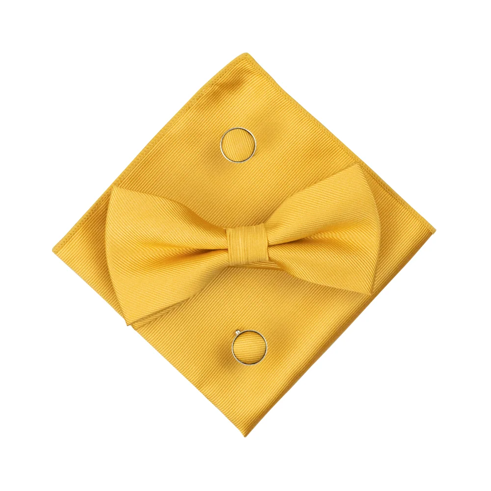 EASTEPIC Karamellfarbenes Fliege-Set mit Twill-Einstecktuch und hochwertigen Manschettenknöpfen – Klassisches Accessoire für Herren in Unifarbe – Geburtstagsgeschenk – Detail 14