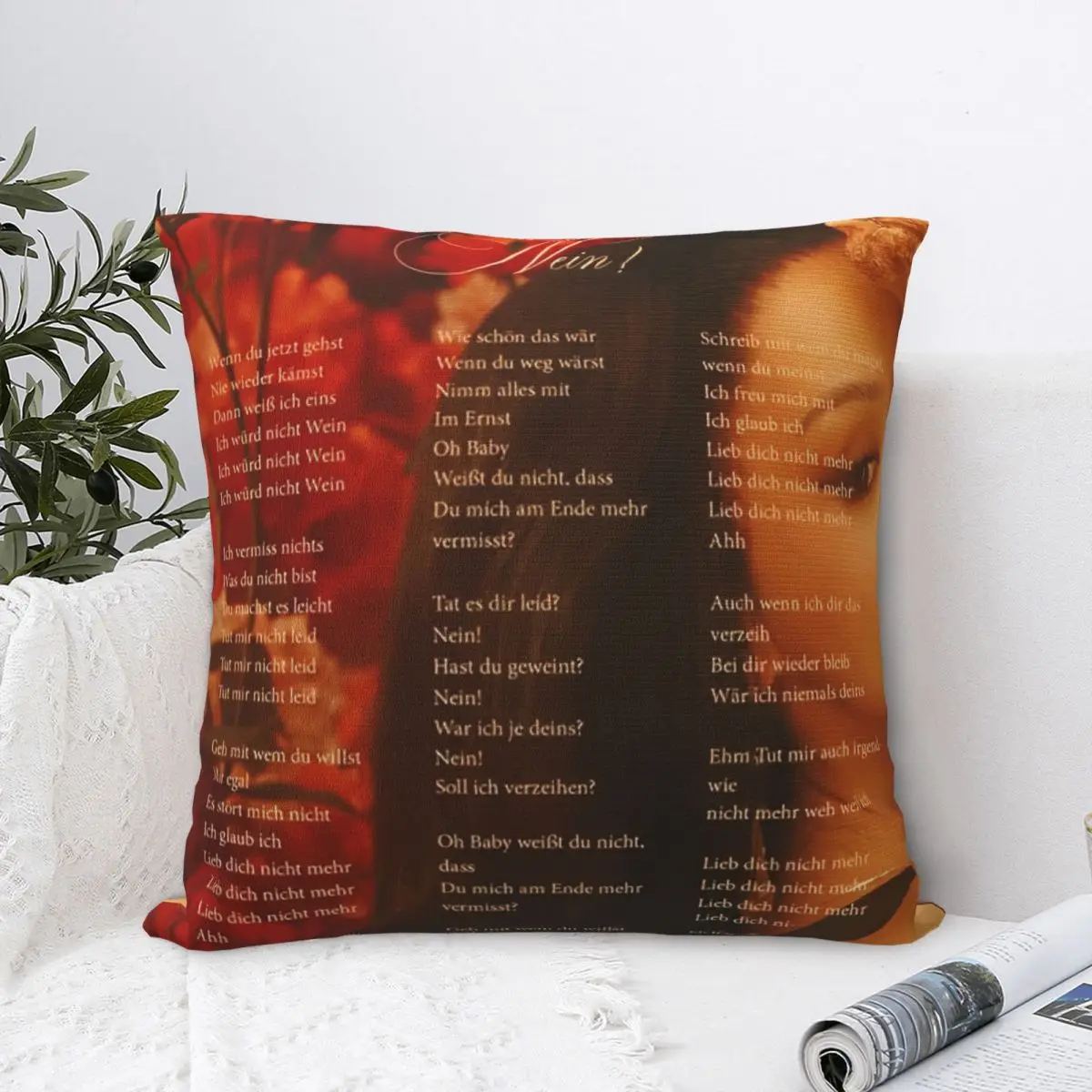 Ayliva Pillow Covers Polyester Sofa Nein! Lyrics Cushion Case Cool Home Decoration Pillow Cover 40*40