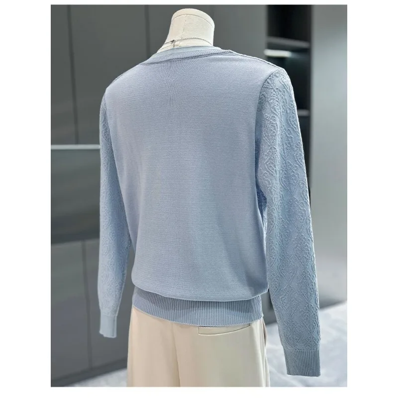 Pullover a maniche lunghe casual versatile autunnale da donna Bottoni con scollo a V Top lavorato a maglia a maniche lunghe tinta unita alla moda
