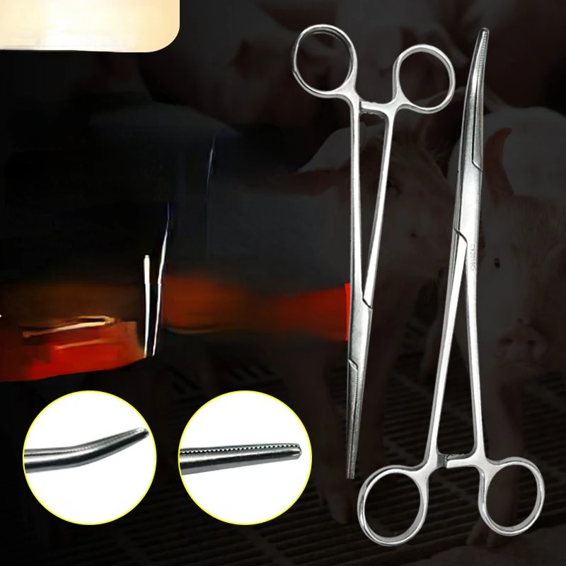 Animal hemostatic forceps, needle holding forceps, straight head elbow castration, veterinary hook, serrated surgical forceps