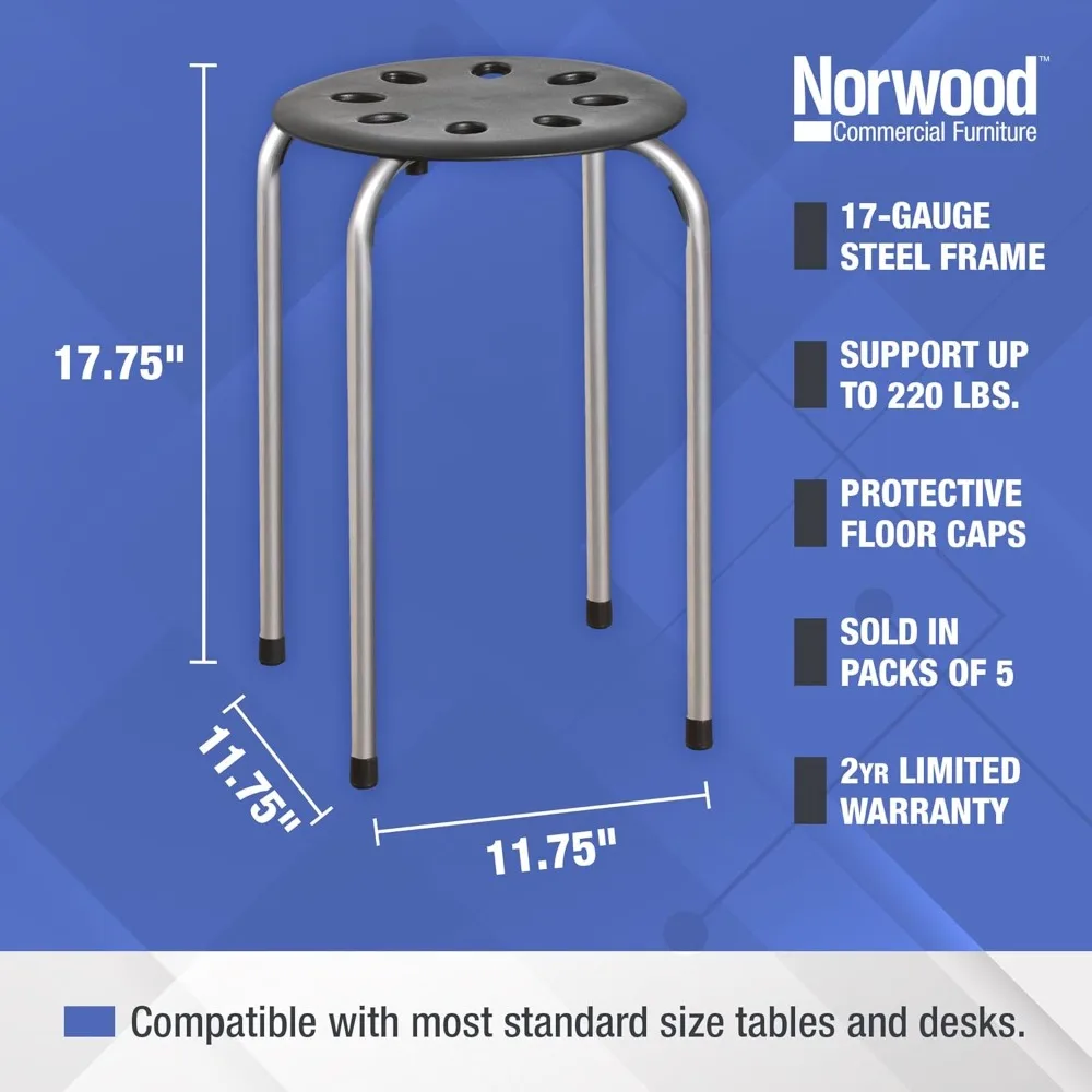 Norwood Commercial Furniture Stacking Stools for Kids and Adults, 17.75