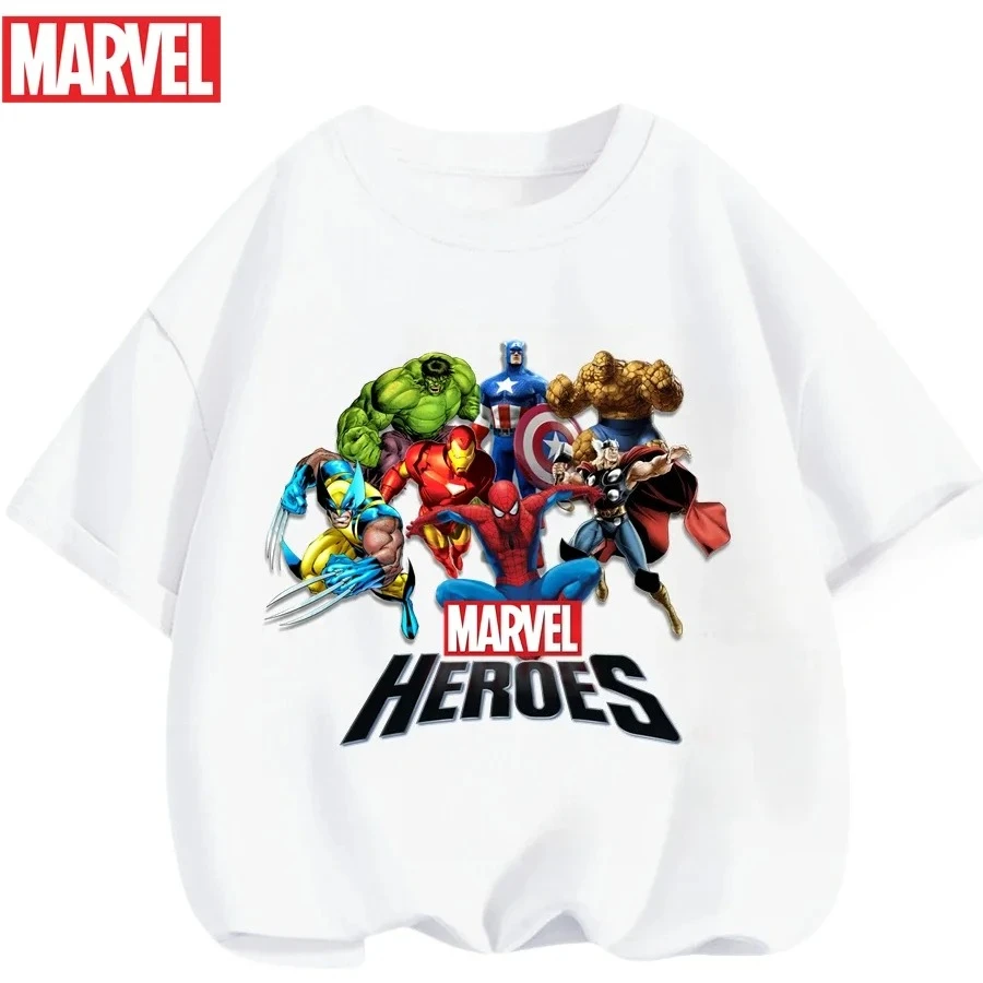 

Детская футболка с короткими рукавами с принтом супергероев Marvel для мальчиков и девочек. 100% хлопок, мягкая и дышащая летняя футболка.