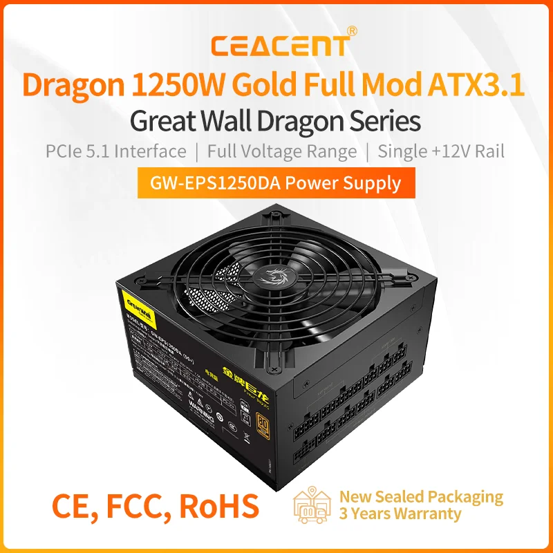 Original Great Wall 1250W 1650W 2600W 3000W 80Plus Platinum ATX3.0 PCIE5.0 Full Modular Desktop Gaming PC Server PSU