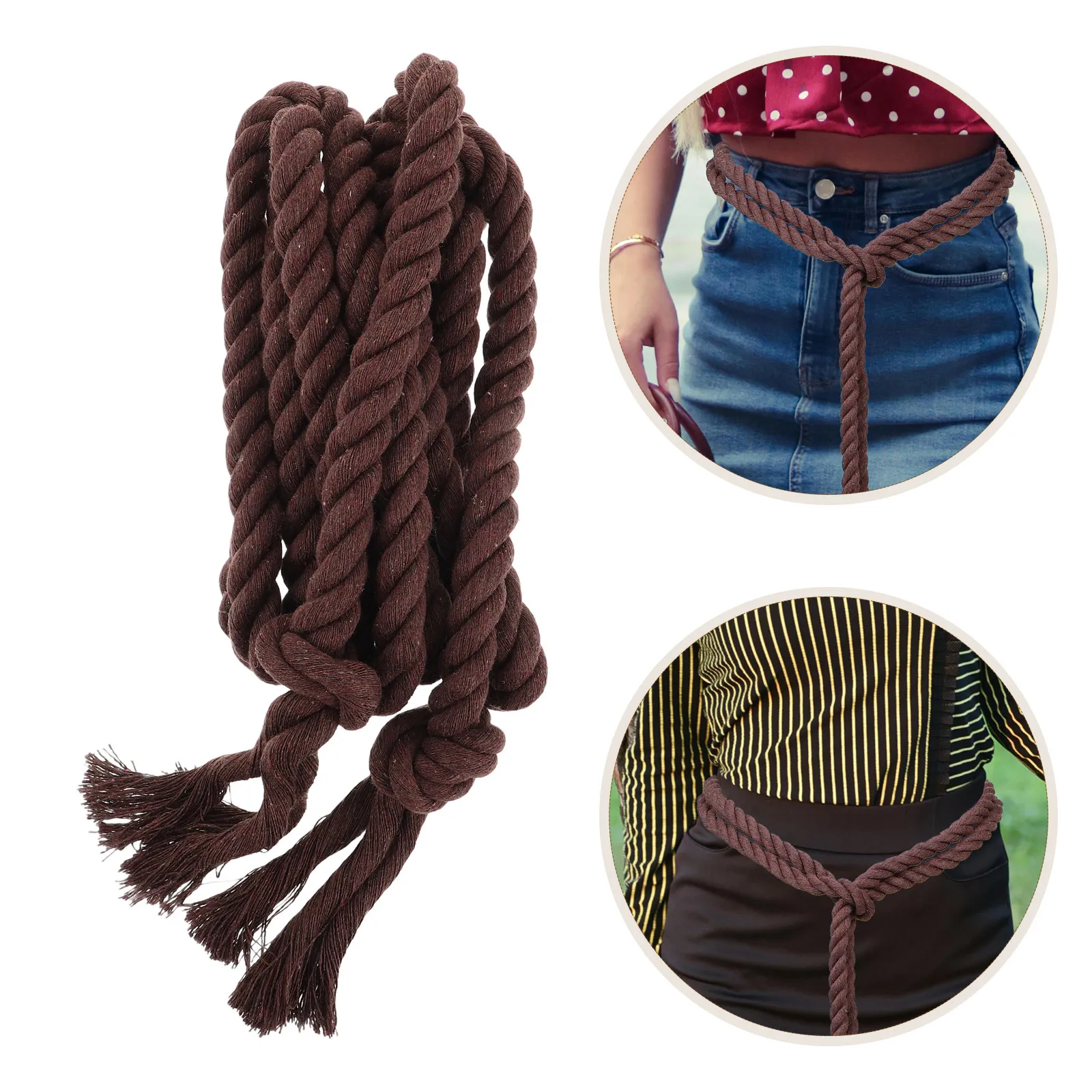 Cuerda Larga de Algodón para la Cintura con Borlas, Cinturón Trenzado de Estilo Medieval, Cinturón Sencillo para Vestidos
