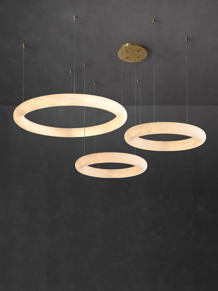 Imagem -05 - Marble Ring Dimmable Led Teto Lustre Suspensão Luminária Lampen para Sala de Estar Iluminação Trendy 2024 Natural