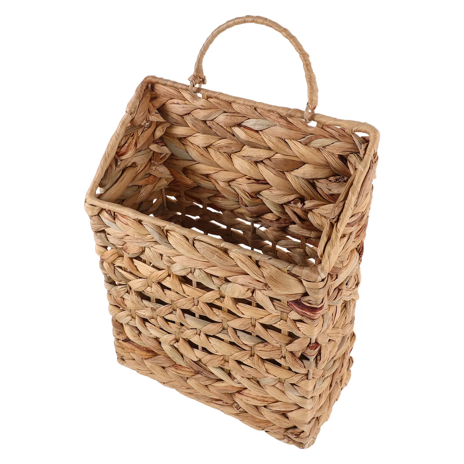 Wicker Hanging Storage Basket Wall Mounted Natural Rattan Organizer Magazine Mail Holder Hanging Plant Basket Woven Wall Decor view 6