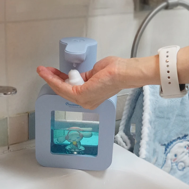 Suspendable Sanrio Automatic Sensing Foam Hand Washing Liquid Machine Usb Charging Cinnamoroll Night Light Soap Liquid Machine