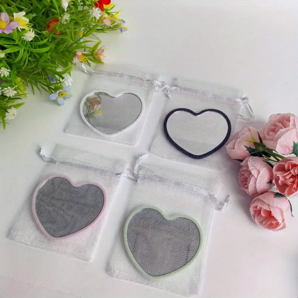 24 طقم مرآة محمولة على شكل قلب، بما في ذلك 12 مرآة و12 جيب برباط، وهدايا الحفلات #1