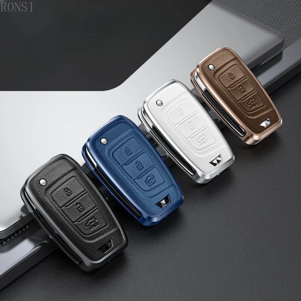 

Alloy Leather Car Remote Key Case Cover Shell Fob For Hyundai Elantra Solaris Tucson i30 i35 i40 KONA Genesis Santa Fe Azera