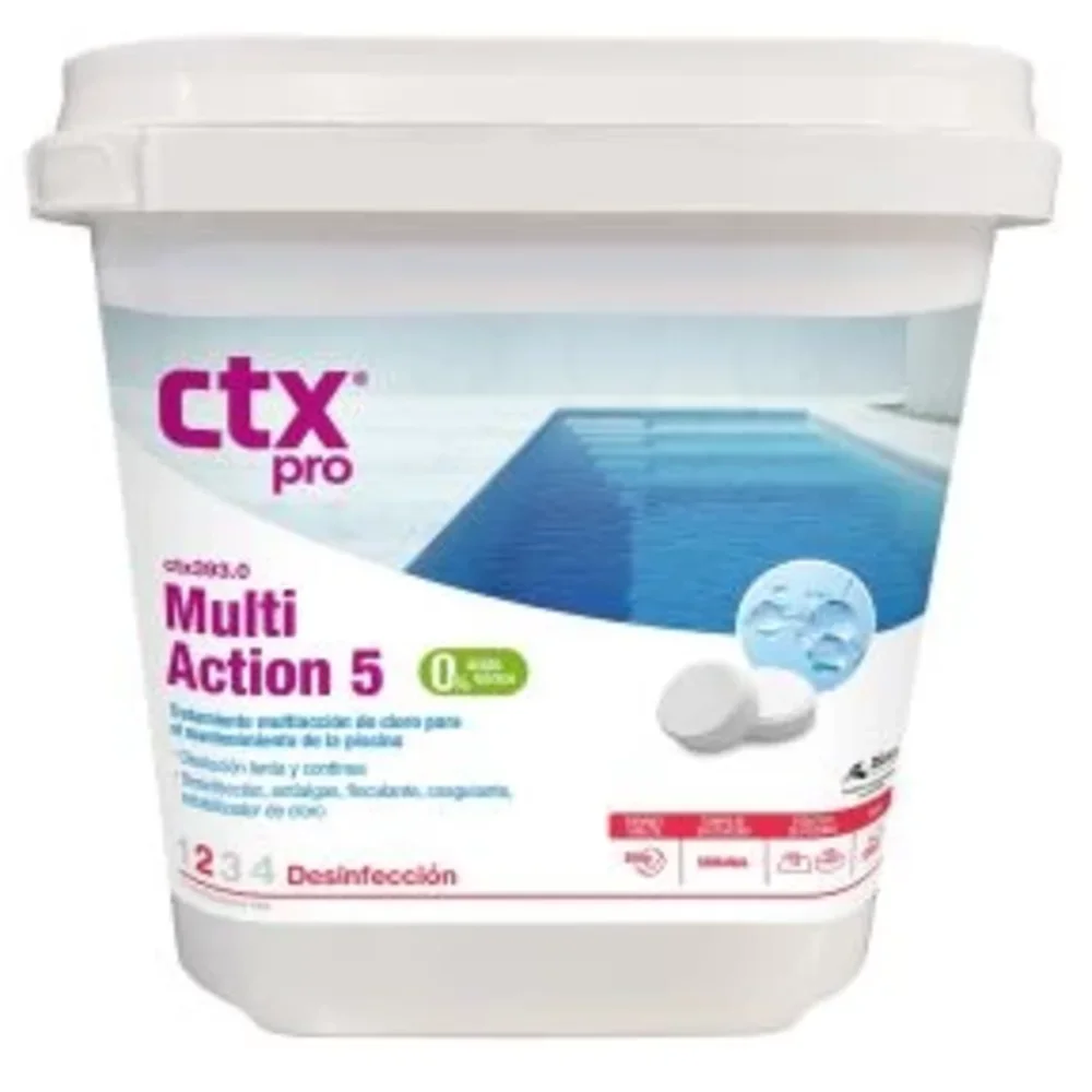 Cloro Multiacción 5// 5Kg Ctx Pro - 393 0% Acido Borico Mantenimiento De Pisicnas