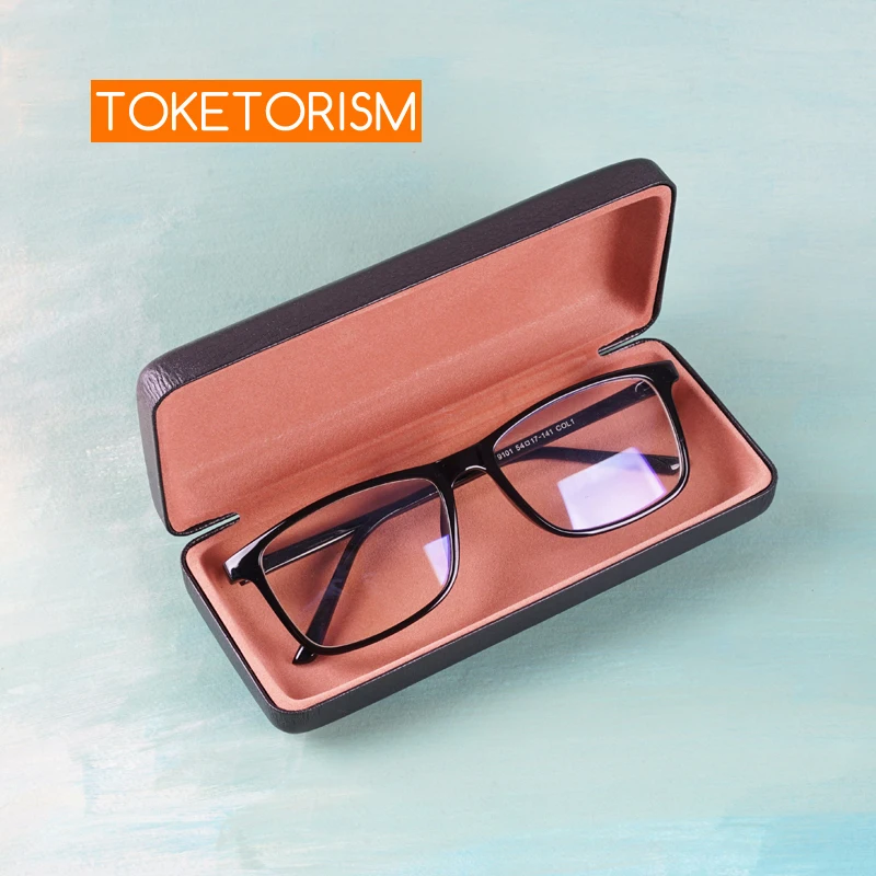 Toketorism Quality Eyeglass Box Portable Leather Hard Cases For Reading Glasses B17