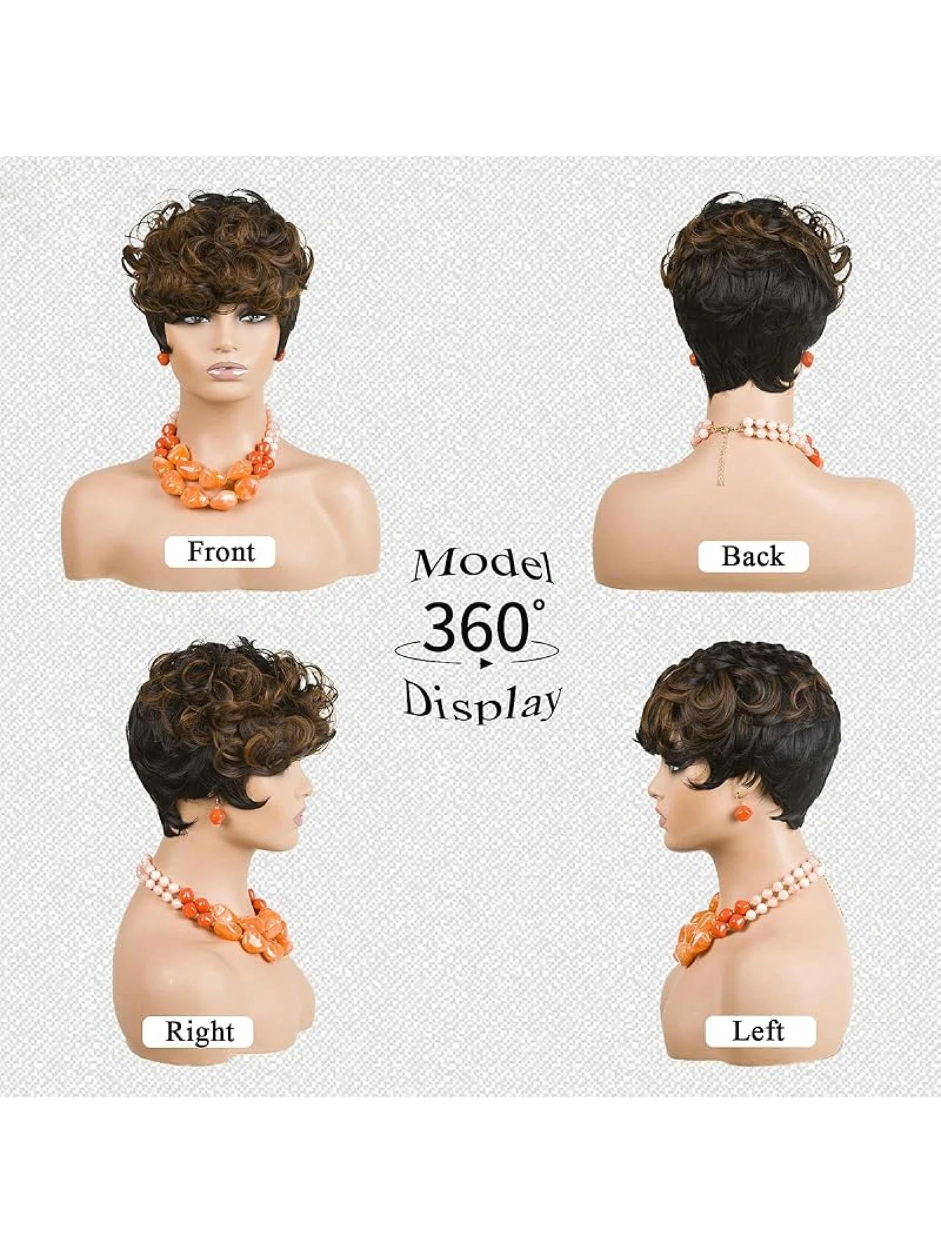 Short Pixie Wigs Short Brown Black Curly Pixie Wigs Synthetic Hair Wigs  Natural Wavy Brown Black Pixie Cut Wig Short Curly image 4