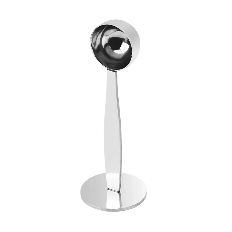 Cuchara medidora de café 2 en 1 de acero inoxidable con soporte, cuchara para café expreso, cuchara para té y granos, utensilios de cocina