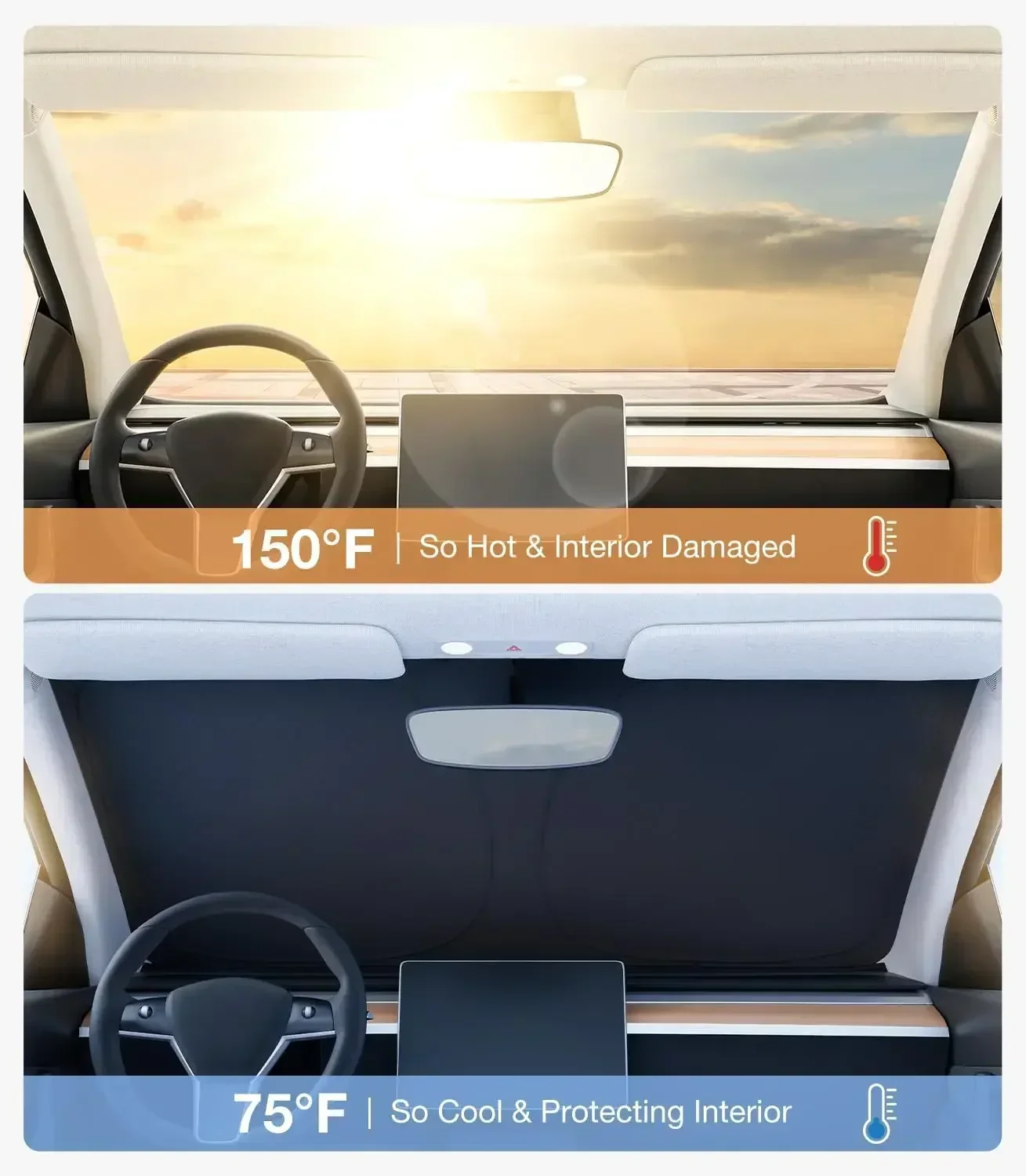 Car Sunshade Front Windshield Titanium Silver Thickened Shade Cover Foldable Sun Shade Interior UV Protection Accessories view 4