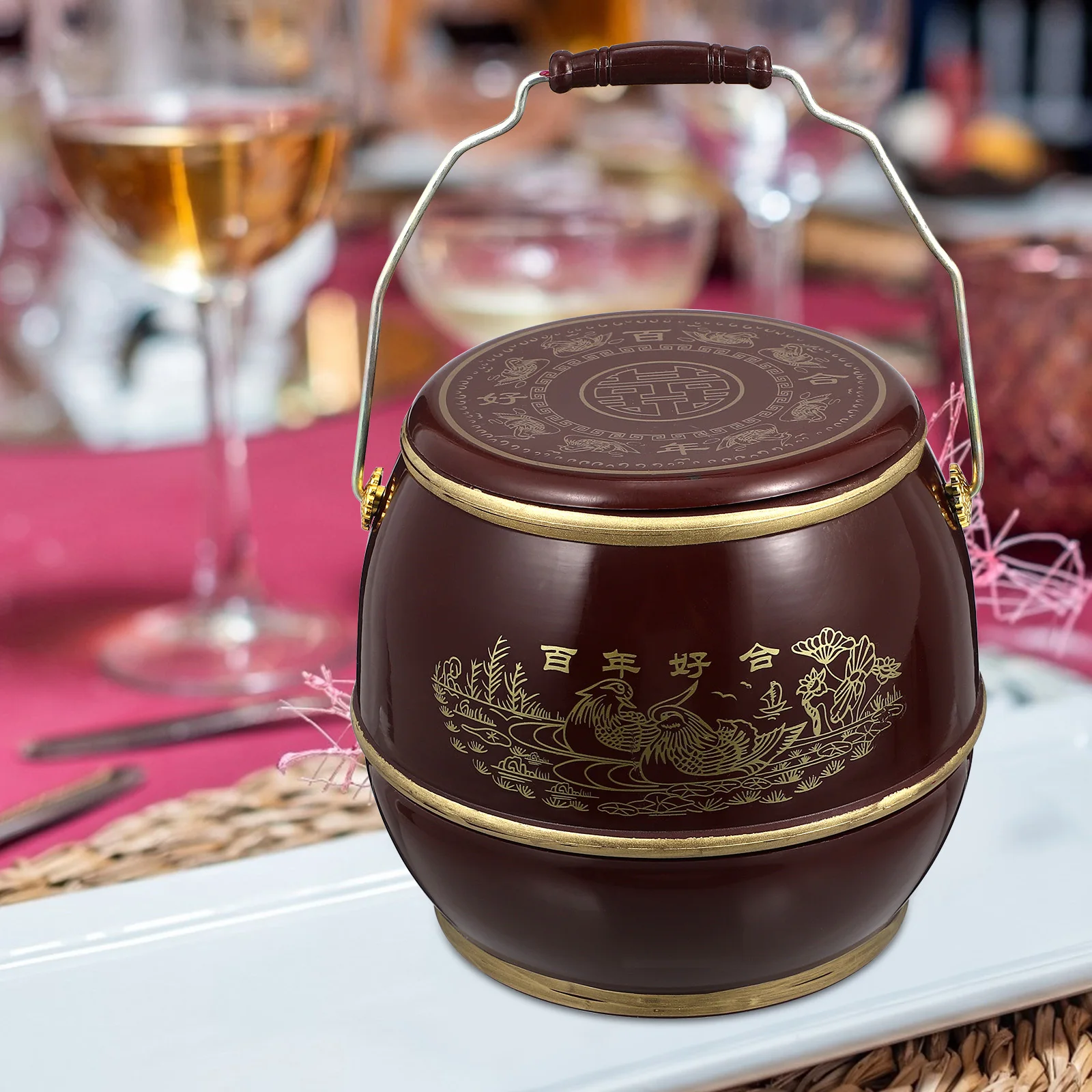 1 stks Chinese Stijl Plastic Ei Opslag Vat Emmer Draagbare Bruiloft Decoratie Snack Festival Organizer